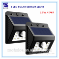 IP65 motion light 1.5W wall light 8 led solar motion sensor led outdoor light with ABS material